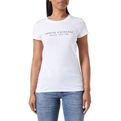 Giorgio Armani dam Slim Fit Milano New York crewneck T-shirt, Optisk vit, L Giorgio Armani dam Slim Fit Milano New York crewneck T-shirt, Optisk vit, L