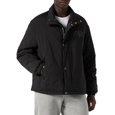 Giorgio Armani Herr knäppe faster, främre logotyp, backtryck jacka, svart, stor Giorgio Armani Herr knäppe faster, främre logotyp, backtryck jacka, svart, stor
