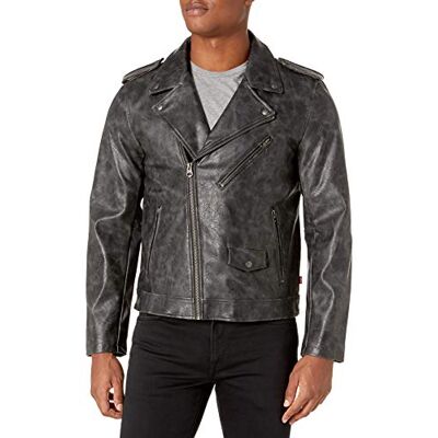 Levi's Motorcykeljacka i syntetiskt läder herr, Svart stretchig tröja., XL Levi's Motorcykeljacka i syntetiskt läder herr, Svart stretchig tröja., XL