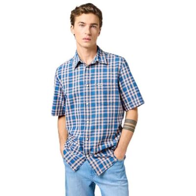 Wrangler SS 1 PKT skjorta, Flamingo indigo, L Wrangler SS 1 PKT skjorta, Flamingo indigo, L