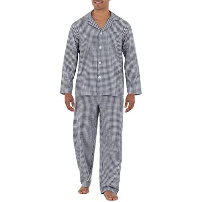 Fruit of the Loom Men's Long Sleeve Broadcloth Pajama Set, Navy/White Check, 3X Fruit of the Loom Men's Long Sleeve Broadcloth Pajama Set, Navy/White Check, 3X