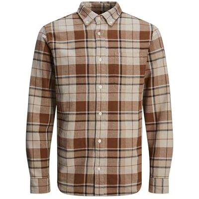 JACK & JONES Jprblubrook Check Structure Shirt L/S Sn, nuthatch, S JACK & JONES Jprblubrook Check Structure Shirt L/S Sn, nuthatch, S