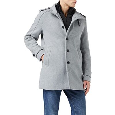 SELECTED HOMME Herr Slhnoah W Coat B kappa, Gråmelange/mönster: twill, XL SELECTED HOMME Herr Slhnoah W Coat B kappa, Gråmelange/mönster: twill, XL