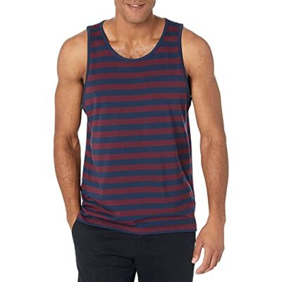 Amazon Essentials Men's Linne normal passform, Vinröd Marinblå Rand, XS Amazon Essentials Men's Linne normal passform, Vinröd Marinblå Rand, XS