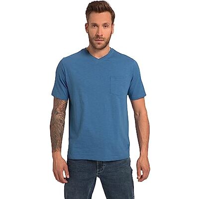 JP 1880 , män, stora storlekar, t-shirt, basic, halvärmad, V-hals, flamsey, upp till 8 XL, Havsblå, XXL JP 1880 , män, stora storlekar, t-shirt, basic, halvärmad, V-hals, flamsey, upp till 8 XL, Havsblå, XXL