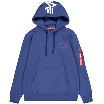 Alpha Industries Back Print Hoodie för män, Night Purple, L Alpha Industries Back Print Hoodie för män, Night Purple, L