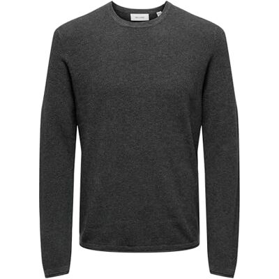 Only & Sons Onsfelix Reg 12 Crew Knit Noos, Mörkgrå melange, XS Only & Sons Onsfelix Reg 12 Crew Knit Noos, Mörkgrå melange, XS