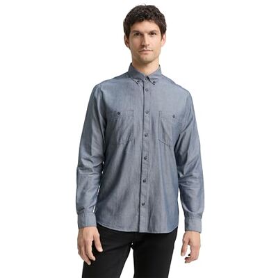 TOM TAILOR herrskjorta, 38975 – Blått fiskben, 3XL TOM TAILOR herrskjorta, 38975 – Blått fiskben, 3XL
