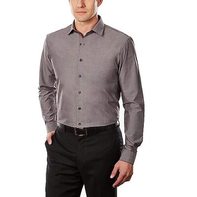 Kenneth Cole Unlisted Herrskjorta, smal passform, enfärgad, grafit, 17"-17.5" Neck 34"-35" Sleeve Kenneth Cole Unlisted Herrskjorta, smal passform, enfärgad, grafit, 17"-17.5" Neck 34"-35" Sleeve