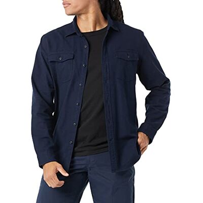 Amazon Essentials Men's Långärmad flanellskjorta med två fickor smal passform, Marinblå, XS Amazon Essentials Men's Långärmad flanellskjorta med två fickor smal passform, Marinblå, XS