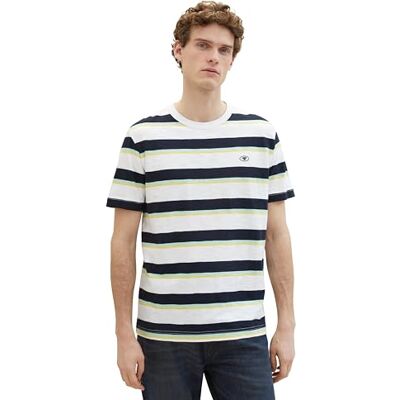 TOM TAILOR T-shirt för män, 35071 – vit marinblå multi fet ränder, XXL TOM TAILOR T-shirt för män, 35071 – vit marinblå multi fet ränder, XXL