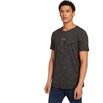 TOM TAILOR Denim Herr T-shirt med logotyptryck av hållbar bomull 1028918, 15934 Black New Space Dye, L TOM TAILOR Denim Herr T-shirt med logotyptryck av hållbar bomull 1028918, 15934 Black New Space Dye, L