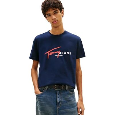 Tommy Jeans herr TJM REG SIGNTR DNA TEE EXT S/S t-shirt, blå, S, Blå (mörk natt marinblå), S Tommy Jeans herr TJM REG SIGNTR DNA TEE EXT S/S t-shirt, blå, S, Blå (mörk natt marinblå), S