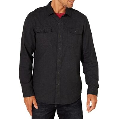 Amazon Essentials Men's Långärmad flanellskjorta med två fickor smal passform, Svart, L Amazon Essentials Men's Långärmad flanellskjorta med två fickor smal passform, Svart, L