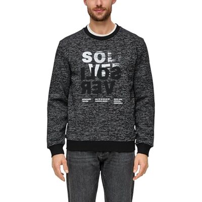 s.Oliver Sweatshirt för män med gummerat ordningstryck, 99 d1, M s.Oliver Sweatshirt för män med gummerat ordningstryck, 99 d1, M