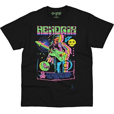 Liquid Blue Jimi Hendrix Blacklight t-shirt för gitarr Liquid Blue Jimi Hendrix Blacklight t-shirt för gitarr