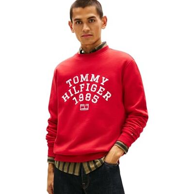 Tommy Hilfiger herr HILFIGER ARCH TRÖJA MW0MW41426 pullover sweatshirt, röd, S, Röd (medium röd), S Tommy Hilfiger herr HILFIGER ARCH TRÖJA MW0MW41426 pullover sweatshirt, röd, S, Röd (medium röd), S