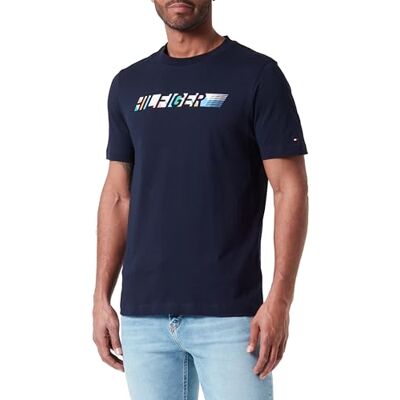Tommy Hilfiger herr flerfärgad Hilfiger Tee S/S T-shirts, blå, S, Öken himmel, S Tommy Hilfiger herr flerfärgad Hilfiger Tee S/S T-shirts, blå, S, Öken himmel, S
