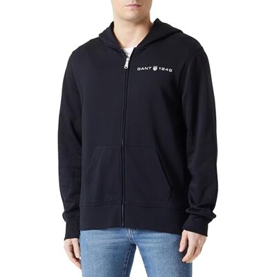 GANT tryckt grafiskt heltäckande huvtröja med dragkedja, svart, 3XL GANT tryckt grafiskt heltäckande huvtröja med dragkedja, svart, 3XL