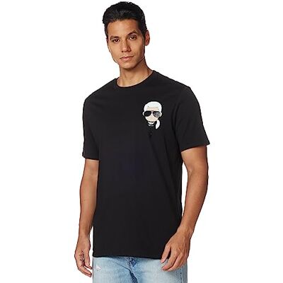 KARL LAGERFELD Klassisk Karl karaktär kortärmad crew neck T-shirt, svart, S KARL LAGERFELD Klassisk Karl karaktär kortärmad crew neck T-shirt, svart, S