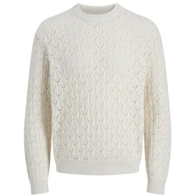 JACK & JONES Jorgramercy Knit Pointelle Crew Neck, Havssalt, S JACK & JONES Jorgramercy Knit Pointelle Crew Neck, Havssalt, S