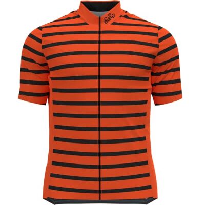 Odlo Mäns Essential Print kortärmad cykeltröja med hel dragkedja och stående krage, exuberant orange – svart, S Odlo Mäns Essential Print kortärmad cykeltröja med hel dragkedja och stående krage, exuberant orange – svart, S