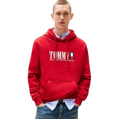 Tommy Jeans herr TJM REG RWB DNA GRAPHIC huvtröja DM0DM22144 pullover huvtröja, röd (safirröd), S, Röd (safirröd), S Tommy Jeans herr TJM REG RWB DNA GRAPHIC huvtröja DM0DM22144 pullover huvtröja, röd (safirröd), S, Röd (safirröd), S