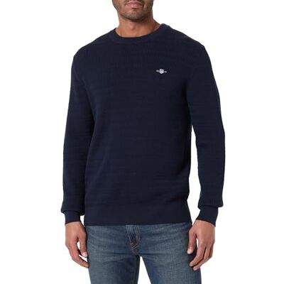 GANT Mini Cable C-Neck, Kvällsblå, M GANT Mini Cable C-Neck, Kvällsblå, M