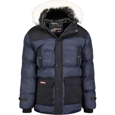 Geographical Norway Dalibor Herr lång varm parkas för män höst vinter – vattentät vattentät kappa – utomhusjacka med pälshuva – vindjacka – herr (marinblå 2XL), Marin, XXL Geographical Norway Dalibor Herr lång varm parkas för män höst vinter – vattentät vattentät kappa – utomhusjacka med pälshuva – vindjacka – herr (marinblå 2XL), Marin, XXL