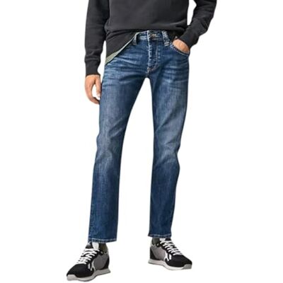 Pepe Jeans London Herr Cash raka jeans, vanlig midjehöjd stretch denim, medium blå tvätt Pepe Jeans London Herr Cash raka jeans, vanlig midjehöjd stretch denim, medium blå tvätt