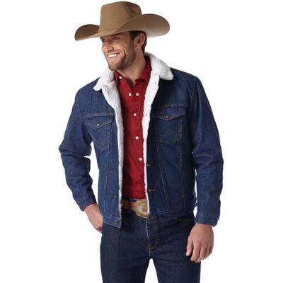 Wrangler herr lediga jeans fodrad jeansjacka i västerländsk stil, Denim/Rustic Sherpa, S Wrangler herr lediga jeans fodrad jeansjacka i västerländsk stil, Denim/Rustic Sherpa, S