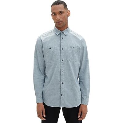 TOM TAILOR Herrskjorta, 33862 – Deep Green Off White Structure, S TOM TAILOR Herrskjorta, 33862 – Deep Green Off White Structure, S