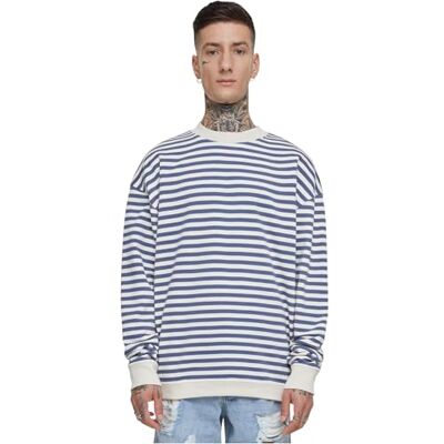 Urban Classics herr randig crewneck sweatshirt, Whitesand/vintage blå, XL Urban Classics herr randig crewneck sweatshirt, Whitesand/vintage blå, XL