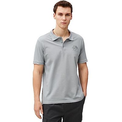 Koton Herr polo neck slim fit buttoned kortärmad landscape broderad T-shirt, Grå (024), S Koton Herr polo neck slim fit buttoned kortärmad landscape broderad T-shirt, Grå (024), S