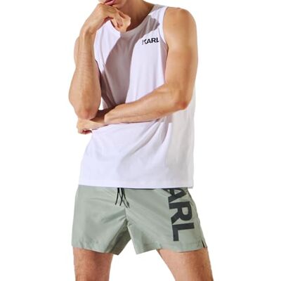 KARL LAGERFELD B.V Karl Logo Tank Top T-shirt för män, Vit, S KARL LAGERFELD B.V Karl Logo Tank Top T-shirt för män, Vit, S