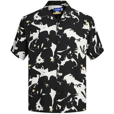JACK & JONES JORLUKE Aruba Resort Shirt SS, Black/Aop: aop, L JACK & JONES JORLUKE Aruba Resort Shirt SS, Black/Aop: aop, L