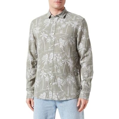 Only & Sons ONSCAIDEN LS Hawaii AOP linne skjorta, träsk, M Only & Sons ONSCAIDEN LS Hawaii AOP linne skjorta, träsk, M
