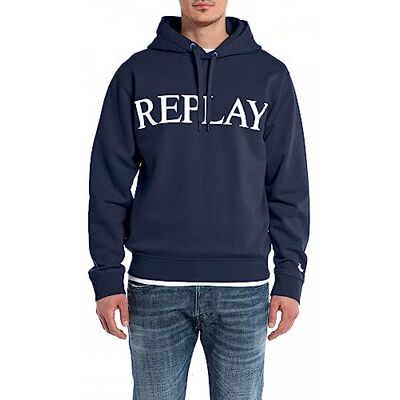 Replay Huvtröja för män, 085 Blå, L Replay Huvtröja för män, 085 Blå, L