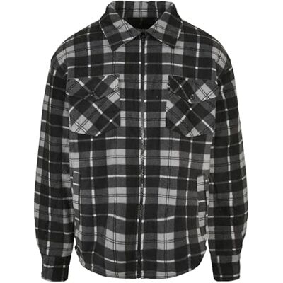 Urban Classics Skogshuggarjacka för män av polar fleece fodrad med sherpa innerfoder, rutig skogsjacka, flanellskjorta utseende, storlek S till 5XL, svart/vit, XL Urban Classics Skogshuggarjacka för män av polar fleece fodrad med sherpa innerfoder, rutig skogsjacka, flanellskjorta utseende, storlek S till 5XL, svart/vit, XL