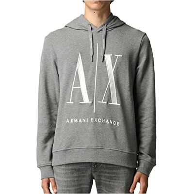 Giorgio Armani Herr A x Large Logo Huvtröja, GRÅ, S Giorgio Armani Herr A x Large Logo Huvtröja, GRÅ, S