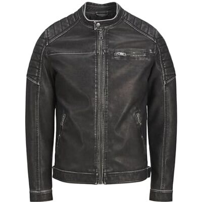 JACK & JONES Herr Jjerocky Tvättad Pu Jacka Noos, Svart, S JACK & JONES Herr Jjerocky Tvättad Pu Jacka Noos, Svart, S
