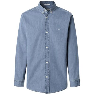 Pepe Jeans herr klassisk smal skjorta skjorta, blå (Denim-4C0), S, Blå (Denim-4c0), S Pepe Jeans herr klassisk smal skjorta skjorta, blå (Denim-4C0), S, Blå (Denim-4c0), S