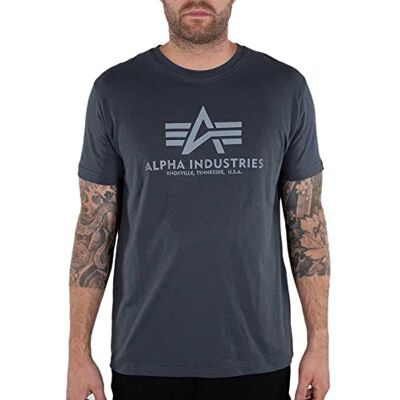 Alpha Industries Basic T-Shirt med reflextryck för män Grey Black/Refl Alpha Industries Basic T-Shirt med reflextryck för män Grey Black/Refl