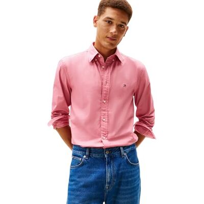 Tommy Hilfiger Herr Flex POPLIN Solid RF-skjorta MW0MW37550 L/S skjorta, rosa, L, Rosa (Camellia Blush), L Tommy Hilfiger Herr Flex POPLIN Solid RF-skjorta MW0MW37550 L/S skjorta, rosa, L, Rosa (Camellia Blush), L