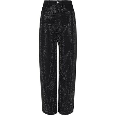 Giorgio Armani dam Sustainable, J38, strass detaljer, rigid bomullsjeans, svart 30, Svart denim, 30W Giorgio Armani dam Sustainable, J38, strass detaljer, rigid bomullsjeans, svart 30, Svart denim, 30W