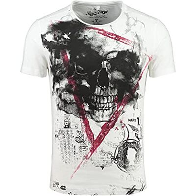 KEY LARGO mäns hype rund t-shirt, Offwhite (1001), 3XL KEY LARGO mäns hype rund t-shirt, Offwhite (1001), 3XL