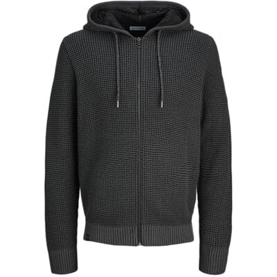 JACK & JONES Jjethan Knit huvtröja med dragkedja, svart, M JACK & JONES Jjethan Knit huvtröja med dragkedja, svart, M