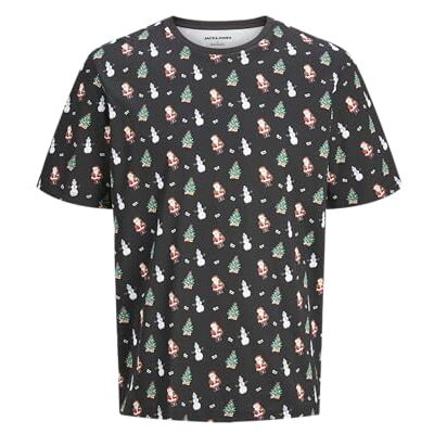 JACK & JONES Jjxmas Merry AOP Tee SS Crew Neck T-Shirt, Svart, M Herr, Svart, M JACK & JONES Jjxmas Merry AOP Tee SS Crew Neck T-Shirt, Svart, M Herr, Svart, M