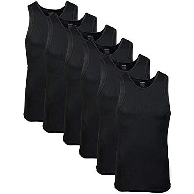 Gildan Män A-skjortor flerpack underkläder (6-pack), Svart, 6 stycken, L Gildan Män A-skjortor flerpack underkläder (6-pack), Svart, 6 stycken, L