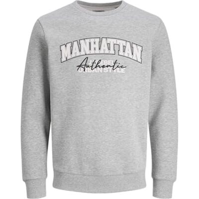 JJ REBEL Jrebnewyork sweat crew neck sn sweatshirt, Ljusgrå melange, S JJ REBEL Jrebnewyork sweat crew neck sn sweatshirt, Ljusgrå melange, S